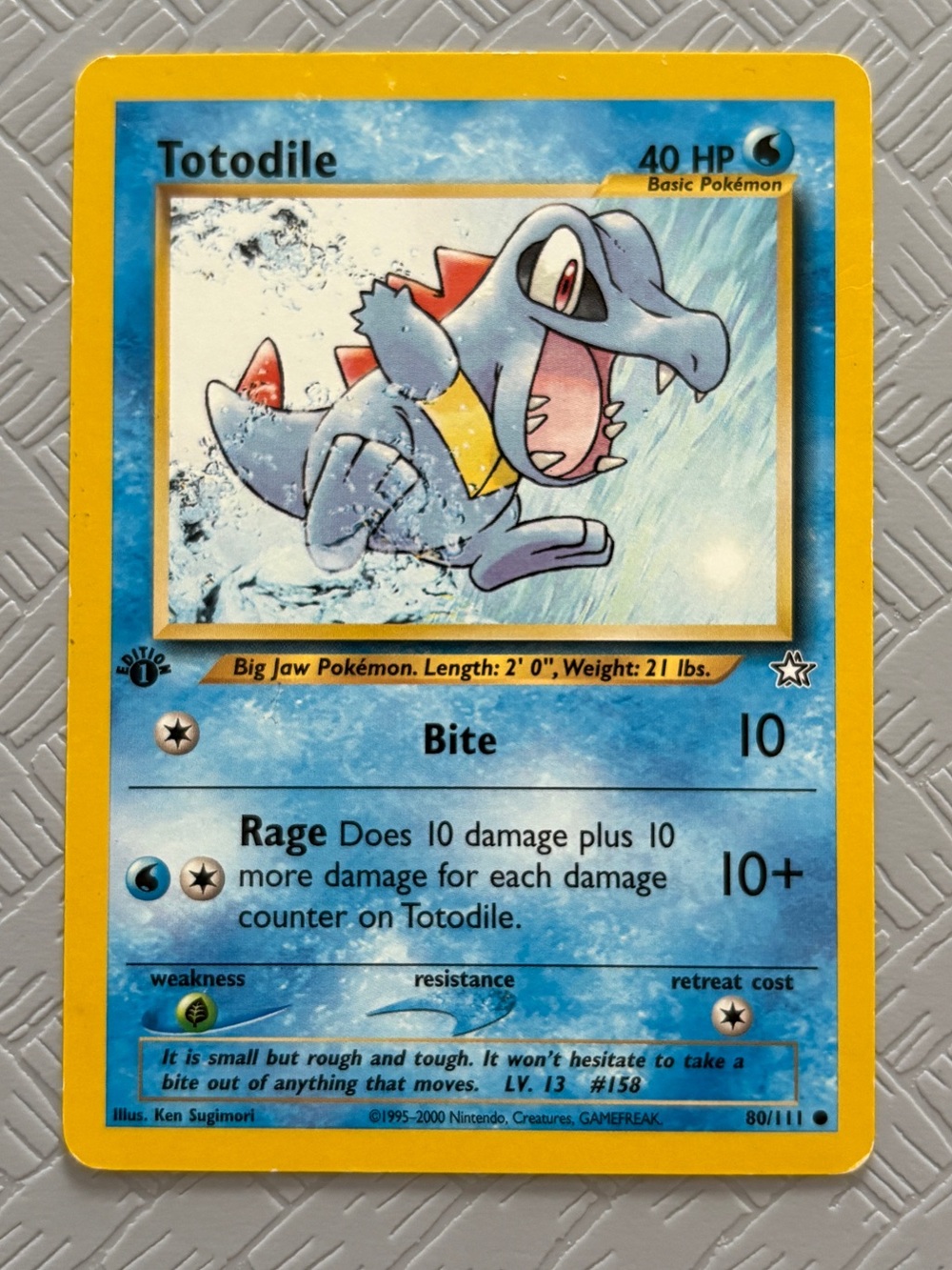 Pokémon Neo Genesis 1st Edition Totodile 80/111 WOTC 2000